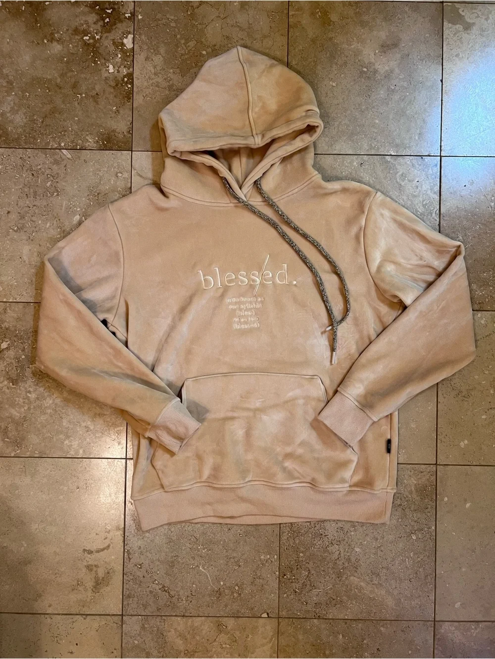 Blessed Embroidered Pullover Hoodie - Taupe